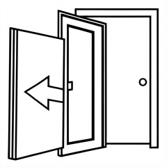The image depicts an open wooden door within a doorframe, suggesting an entrance or exit to a room or space