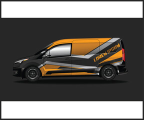 Orange and Black Van Graphic Design Mockup Side