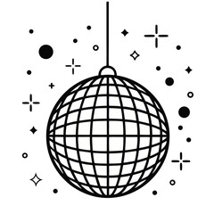 Abstract 3D disco ball globe design for a light-filled, round, global party dance club illustration