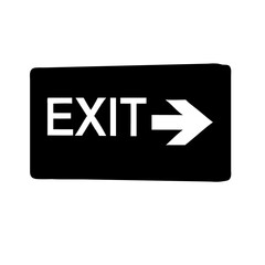 Exit sign vector icon with red button design and arrow symbol for web or business use