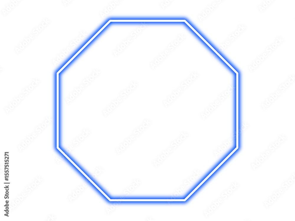 Poster abstract glowing blue octagonal on transparent background png shiny geometric octagonal shape, brigh