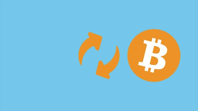 Dollar to bitcoin currency exchange flat icon animation, dollar and bitcoin comparison. Looping motion design