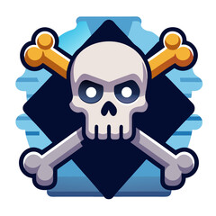 Jolly Roger skull and crossbones pirate symbol with danger and death warning