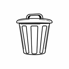 Trash can coloring book for kids black and white vector illustration