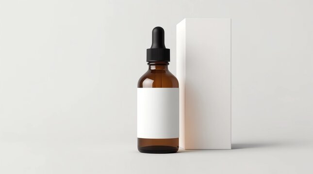 3d render of dropper flacon with blank label 