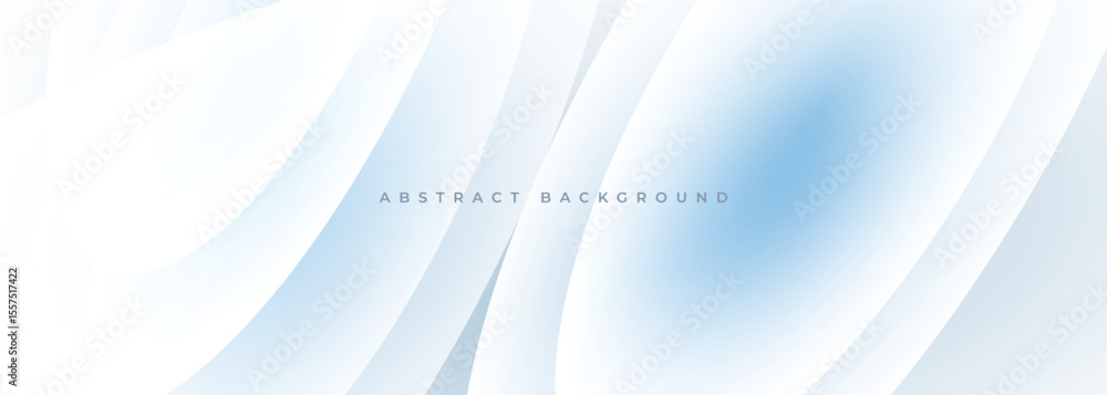 Poster white and light blue modern abstract wide banner with circles and geometric curve shapes. vector ill
