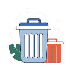 Trash bin garbage icon in comic style trash bucket vector cartoon illustration pictogram garbage basket business concept splash effect