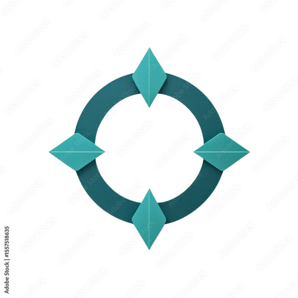 Poster abstract geometric design with teal diamond shapes arranged around a circular frame