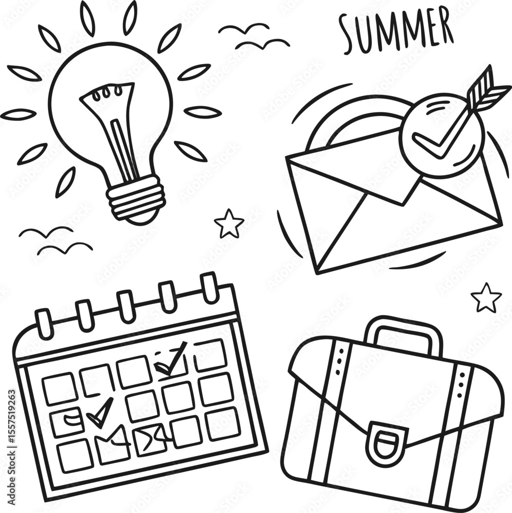 Poster light bulb icon set: vector illustration with business and web design elements