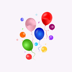 Colored Transparent Balloons Bunch. Разноцфетные шары на прозрачном фоне.