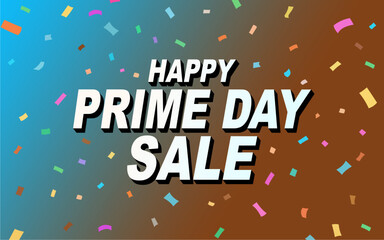 Banner with Happy Prime day sale typography. Prime day sale. Sale vector background template.