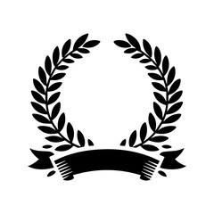 Elegant And Minimalist laurel  Wreath with Riboon Badge.