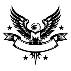 Fototapeta premium eagle, american, usa, patriotic, emblem, logo, symbol, national, freedom, liberty, bird, raptor, majestic, powerful, strength, wings, spread, stars, stripes, red, white, blue, nationalism, government,