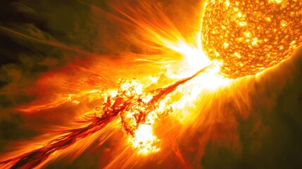 Solar flare erupting from sun