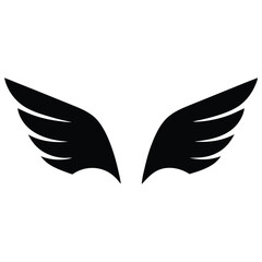 Obraz premium Abstract black wings icon or symbol for modern designs, ideal for a hawk, falcon, or angel concept