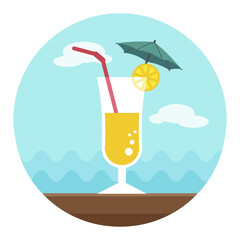 Cocktail vector icon. Summer. Vacation