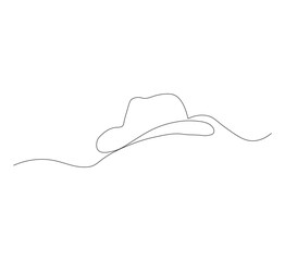 continuous image of summer hat, one line. white background, self-drawing animation, vectors can be downloaded
