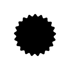 Black Sticker Logo Tag Emblem. Label Shape for Badge Design, Sale Offer, Original Product Mark, Branding Element. Black Scalloped Circle Silhouette. Vector Illustration.