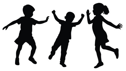 Fototapeta premium Black silhouette of Children's Play isolated on white background