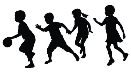 Black silhouette of Children's Play isolated on white background