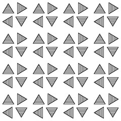 Modern and minimalist seamless pattern of black striped triangles. Ideal for backgrounds, textiles, packaging, web and various graphic design projects.