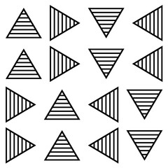 Modern and minimalist seamless pattern of black striped triangles. Ideal for backgrounds, textiles, packaging, web and various graphic design projects.