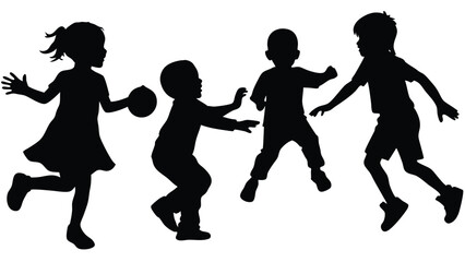 Black silhouette of Children's Play isolated on white background