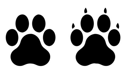 Dog paw print set. Paw icon. Vector illustration.