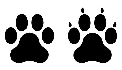 Dog paw print set. Paw icon. Vector illustration.