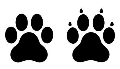 Dog paw print set. Paw icon. Vector illustration.