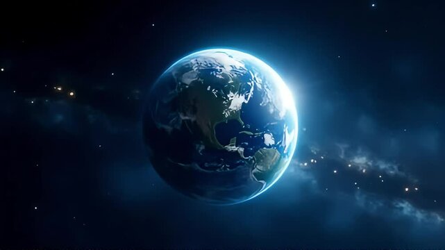 Planet Earth Rotating in Space 4K Stock Video.

