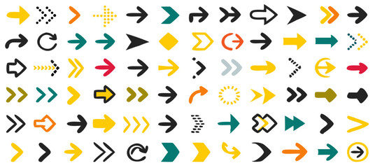 Arrow different icons set. Vector illustration