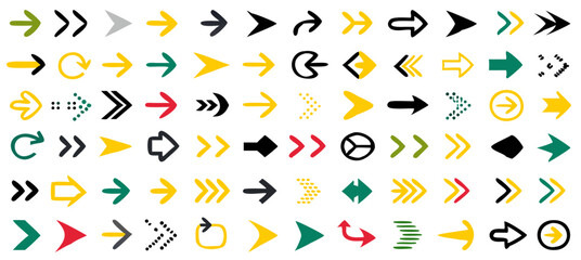 Arrow different icons set. Vector illustration