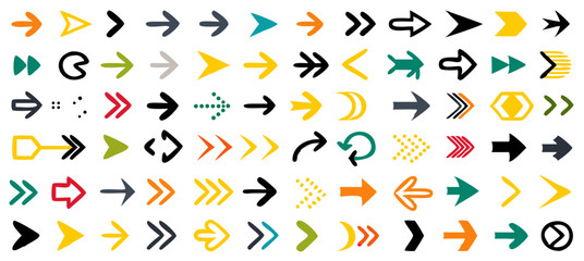 Arrow different icons set. Vector illustration