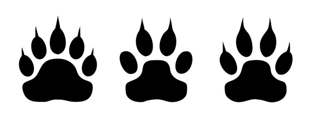 Paw print set. Vector illustration.