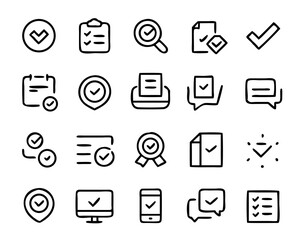 Check mark thin line icons. checkmark symbol. approved, confirm, correct icon. Vector