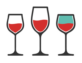 Wine glass set. Vector illustration