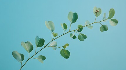 Obraz premium Elegant Green Eucalyptus Branch Minimalist Nature Photography