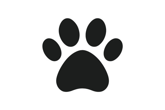Vector icon of a paw print, an illustration that could be either a dog's or a cat's pawprint, represented as an animal silhouette