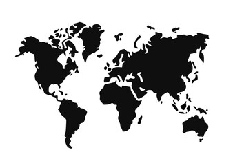 World map silhouette on gray background. Vector
