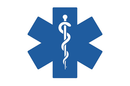The Star of Life symbol for emergency medical services is depicted as a flat icon on a white background, representing EMS and first responders
