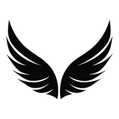 Fototapeta premium Black angel wings vector illustration set with feathers, perfect for tattoo designs or iconic logos