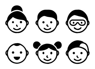 Different people faces icons. vector