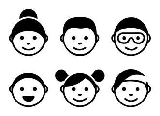 Different people faces icons. vector