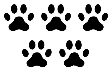 Paw print set. Dog paw print. Animal paw print in flat style. Vector illustration.
