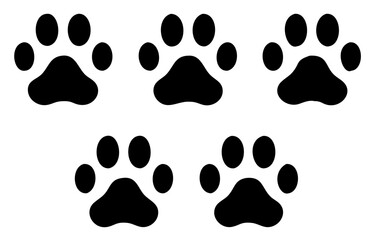 Fototapeta premium Paw print set. Dog paw print. Animal paw print in flat style. Vector illustration. 