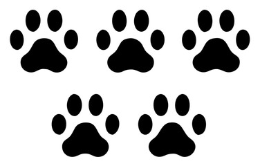 Fototapeta premium Paw print set. Dog paw print. Animal paw print in flat style. Vector illustration. 
