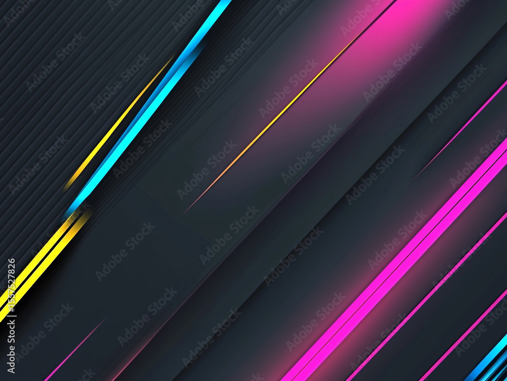 Poster an abstract background featuring a dark blue surface with diagonal glowing lines in pink, orange, an