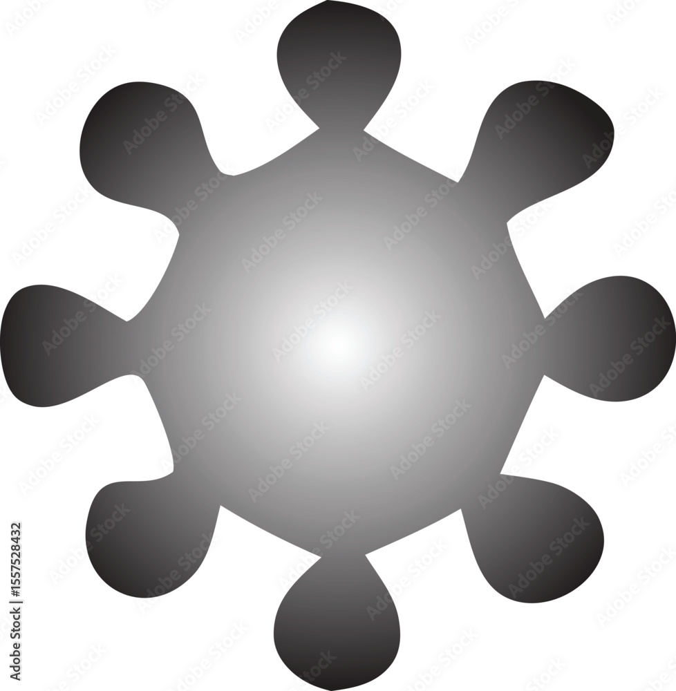 Poster abstract radial starburst shape with smooth rounded lobes radiating from a central gradient glow on 