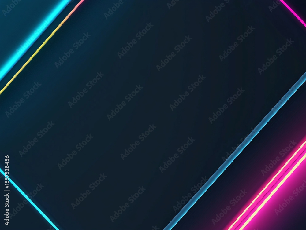 Poster an abstract background featuring a dark blue surface with diagonal glowing lines in pink, orange, an